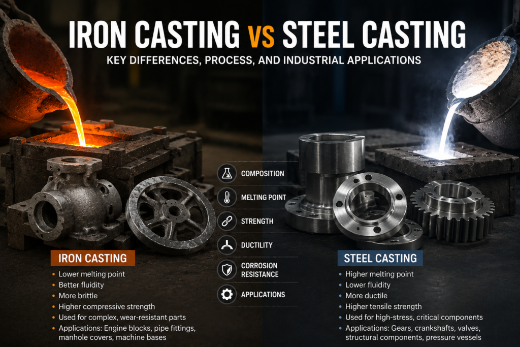 Iron Casting vs Steel Casting: Key Differences, Process, and Industrial Applications